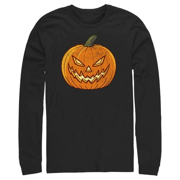 Men's Lost Gods Halloween Evil Jack-O'-Lantern Long Sleeve Shirt Black Small