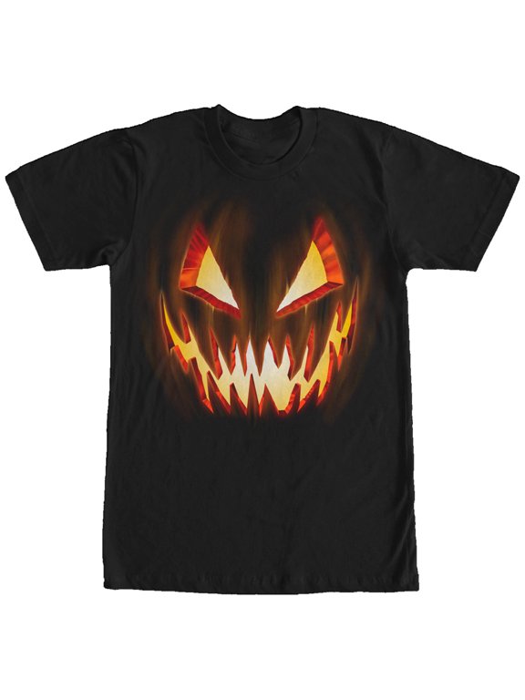 Men's Lost Gods Halloween Evil Pumpkin Face Graphic Tee Black 2X Large