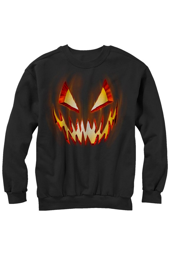 Men's Lost Gods Halloween Evil Pumpkin Face Sweatshirt Black Medium