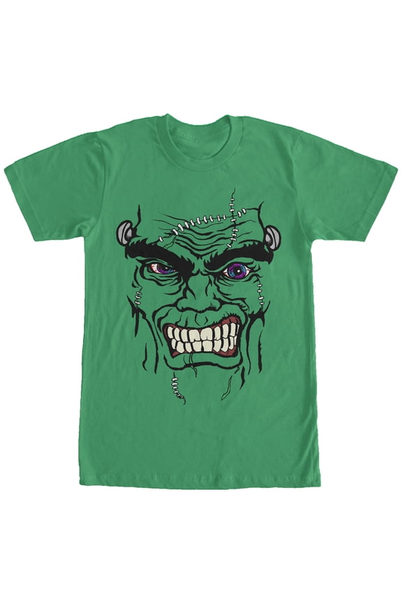 Men's Lost Gods Halloween Frankenstein Monster Face Graphic Tee Kelly Green Small