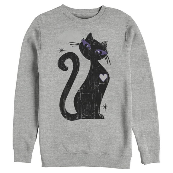 Men's Lost Gods Halloween Full Moon Black Cat Heart Sweatshirt Athletic Heather X Large