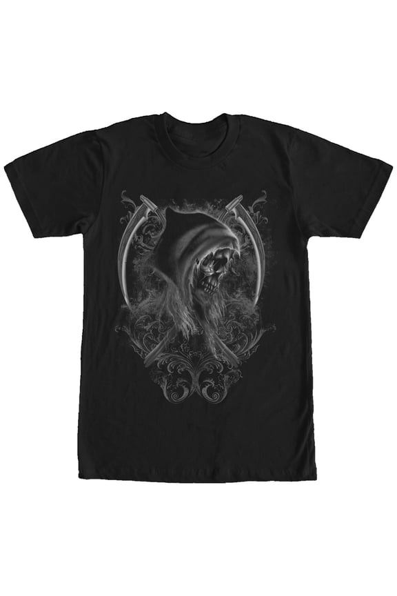 Men's Lost Gods Halloween Grim Reaper Scythe  Graphic Tee Black 2X Large