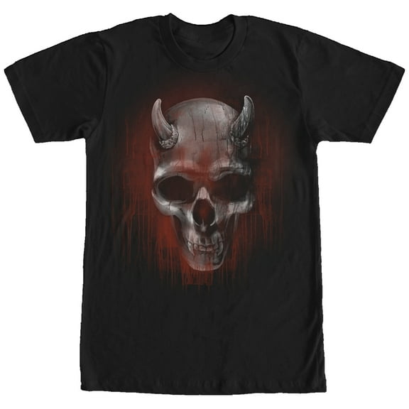 Men's Lost Gods Halloween Horned Skull Graphic Tee Black Large