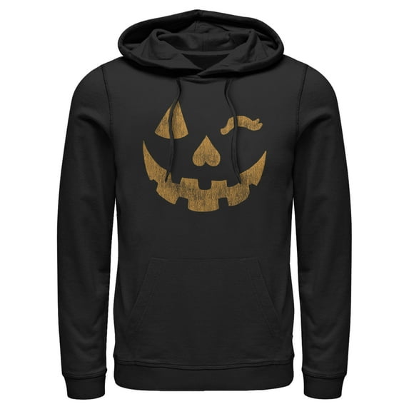 Men's Lost Gods Halloween Jack-o'-Lantern Wink Pull Over Hoodie Black X Large