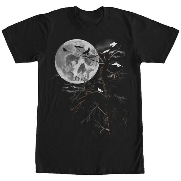 Men's Lost Gods Halloween Midnight Skull Moon Graphic Tee Black X Large