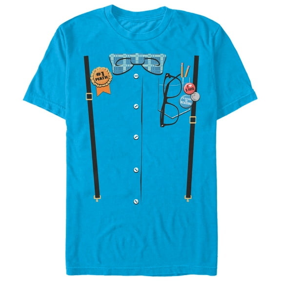 Men's Lost Gods Halloween Nerd Costume Graphic Tee Turquoise 3X Large