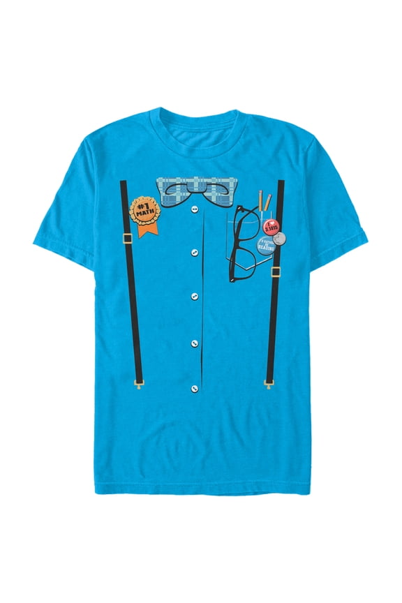 Men's Lost Gods Halloween Nerd Costume Graphic Tee Turquoise Large