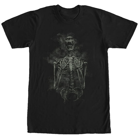 Men's Lost Gods Halloween Skeleton Scream Henna Print Graphic Tee Black Large