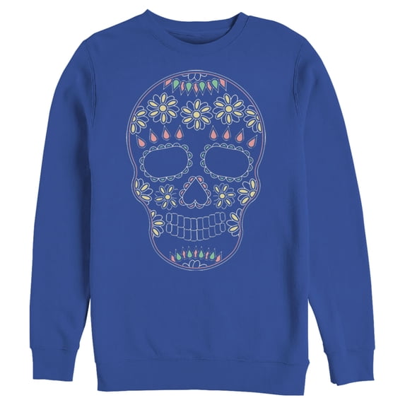 Men's Lost Gods Halloween Sugar Skull Sweatshirt Royal Blue 3X Large