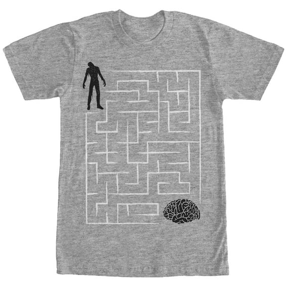 Men's Lost Gods Halloween Zombie Brain Teaser Maze  Graphic Tee Athletic Heather Medium