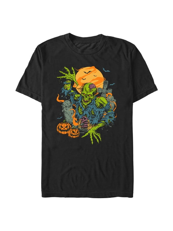 Men's Lost Gods Halloween Zombie Scene Graphic Tee Black 2X Large