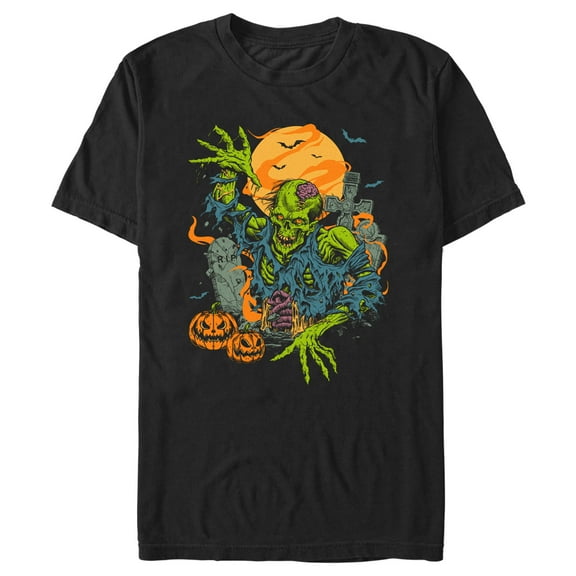 Men's Lost Gods Halloween Zombie Scene  Graphic Tee Black Large