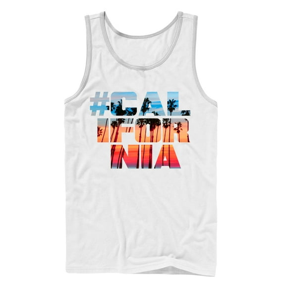 Men's Lost Gods Hashtag California Sunset  Tank Top White 2X Large