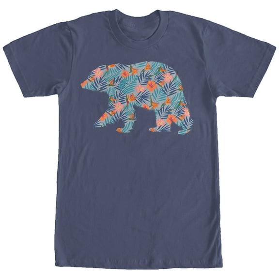 Men's Lost Gods Hawaiian Print Bear Graphic Tee Navy Blue Large