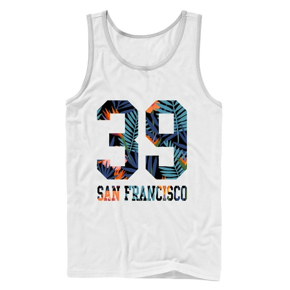 Men's Lost Gods Hawaiian Print San Francisco 39 Tank Top White 2X Large
