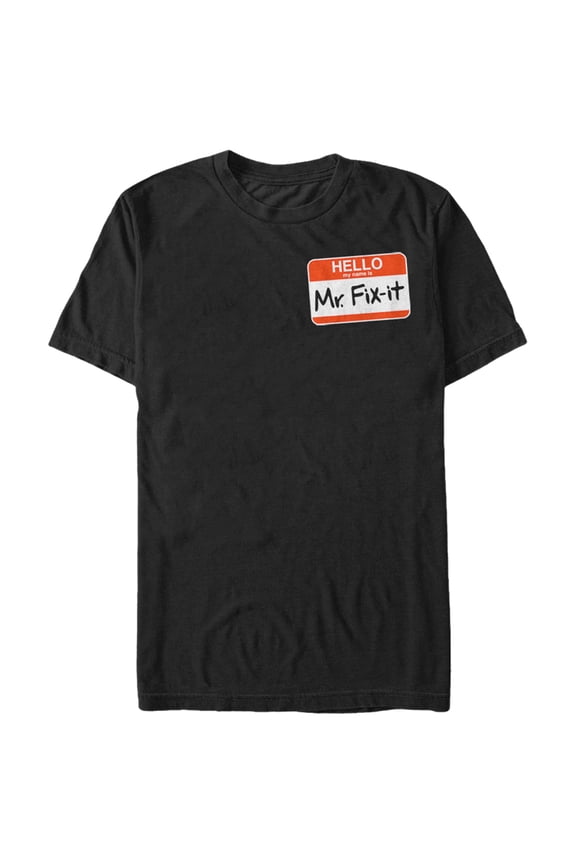Men's Lost Gods Hello My Name is Mr Fix It Graphic Tee Black X Large