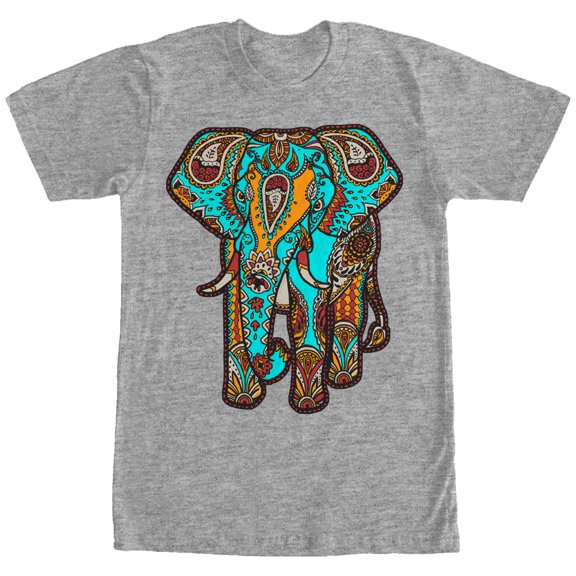 Men's Lost Gods Henna Elephant Print  Graphic Tee Athletic Heather Large