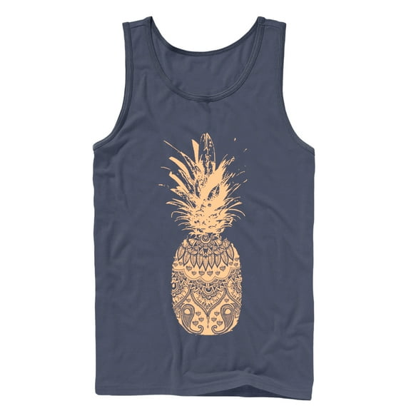 Men's Lost Gods Henna Print Pineapple  Tank Top Navy Blue X Large