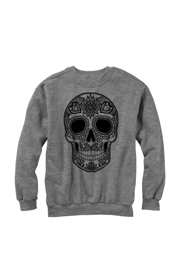 Men's Lost Gods Henna Print Skull Sweatshirt Athletic Heather Large