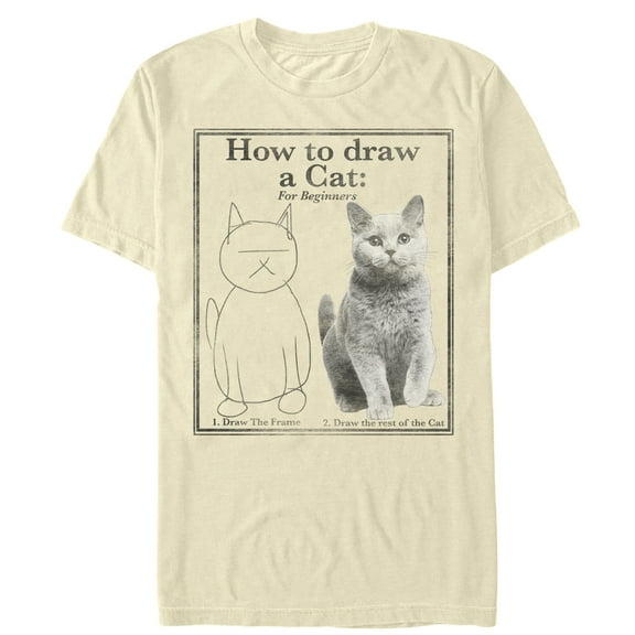 Men's Lost Gods How to Draw a Cat  Graphic Tee Cream X Large