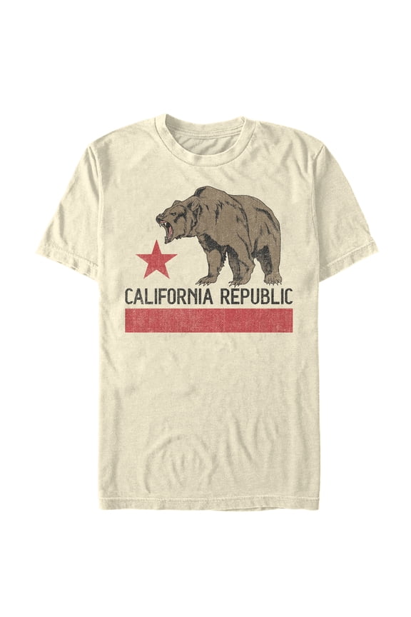 Men's Lost Gods Hungry California Republic Bear  Graphic Tee Cream Medium