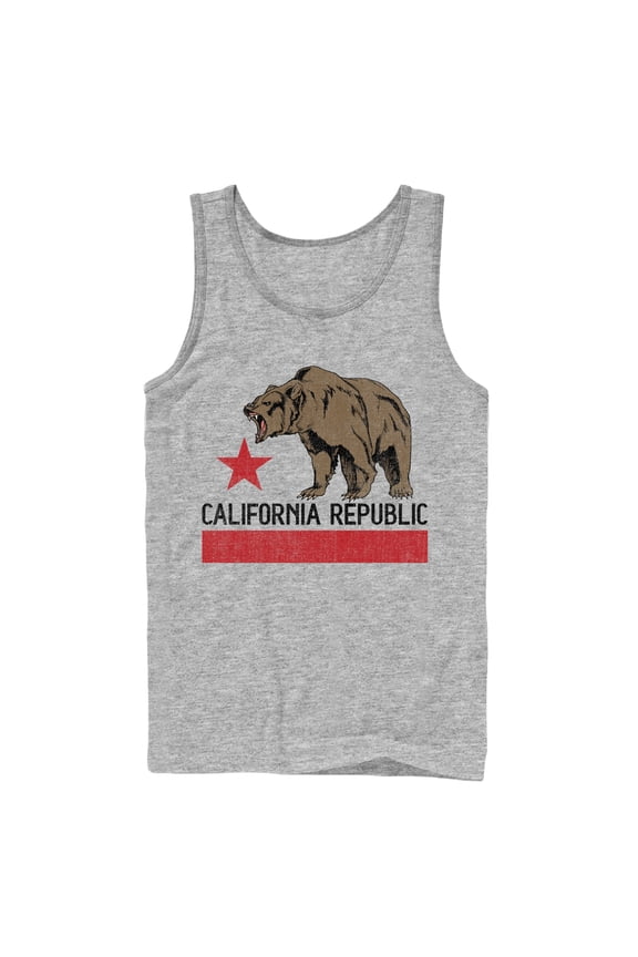 Men's Lost Gods Hungry California Republic Bear Tank Top Athletic Heather 2X Large