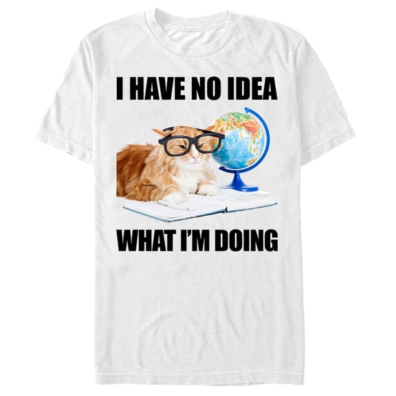 Men's Lost Gods I Have No Idea What I'm Doing Cat Graphic Tee White Medium