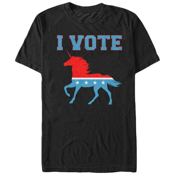 Men's Lost Gods I Vote Unicorn Graphic Tee Black Large