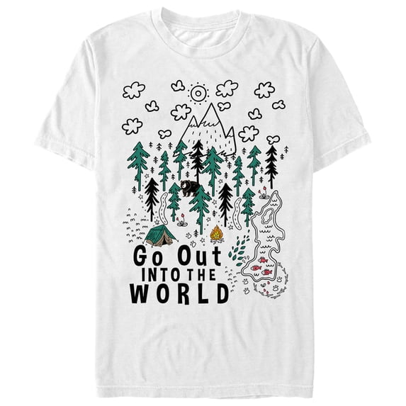 Men's Lost Gods Into the World Cartoon Graphic Tee White Large