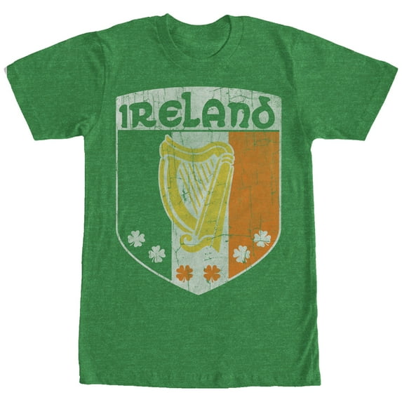 Men's Lost Gods Ireland Harp Crest Graphic Tee Kelly Heather 2X Large