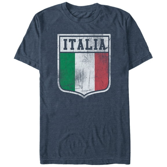 Men's Lost Gods Italy Flag Crest  Graphic Tee Navy Blue Heather Large