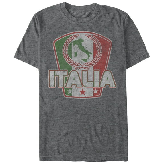 Men's Lost Gods Italy Flag Map Graphic Tee Charcoal Heather Large