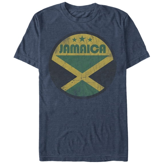 Men's Lost Gods Jamaica Flag Circle Graphic Tee Navy Blue Heather Large