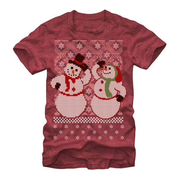 Men's Lost Gods Jolly Holiday Snowmen Graphic Tee Red Heather Medium