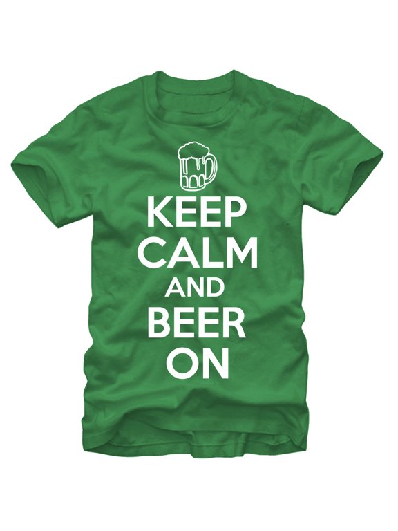 Men's Lost Gods Keep Calm and On Graphic Tee Kelly Green Small