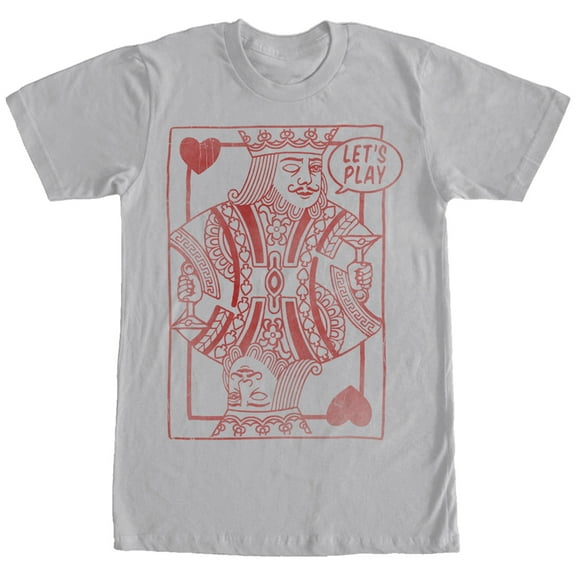 Men's Lost Gods King of Hearts Wink  Graphic Tee Silver X Large