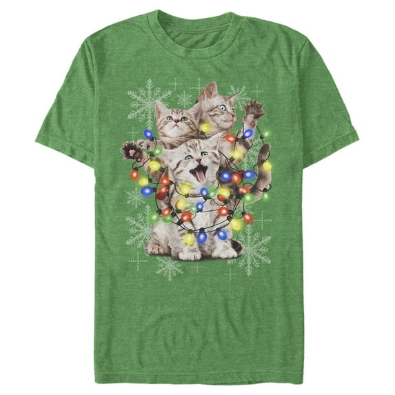 Men's Lost Gods Kitten Lights Graphic Tee Kelly Heather 2X Large