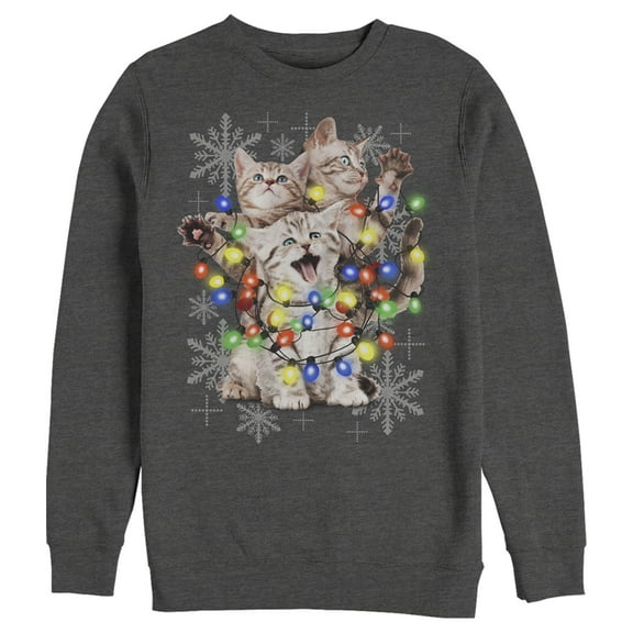 Men's Lost Gods Kitten Lights  Sweatshirt Charcoal Heather Small