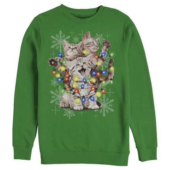 Men's Lost Gods Kitten Lights Sweatshirt Kelly Green Small