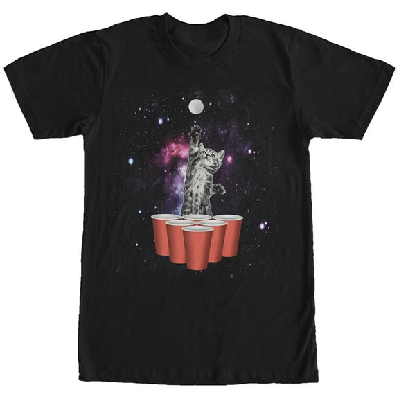 Men's Lost Gods Kitten Space Pong  Graphic Tee Black Medium