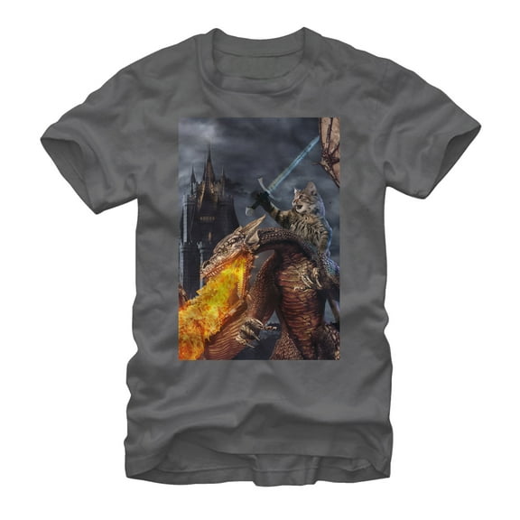 Men's Lost Gods Kitty Knight in Camelot  Graphic Tee Charcoal X Large