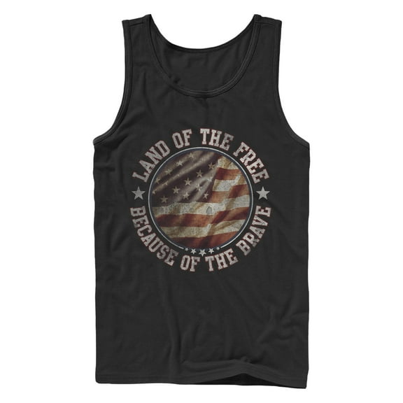 Men's Lost Gods Land of Free Because of Brave Tank Top