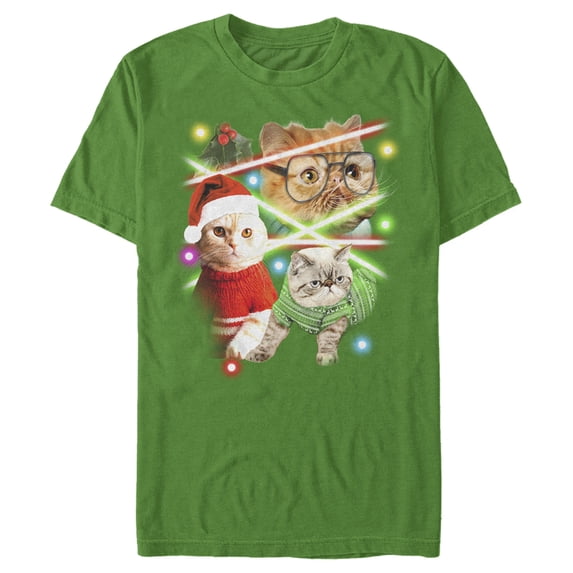 Men's Lost Gods Laser Cats Graphic Tee Kelly Green Medium