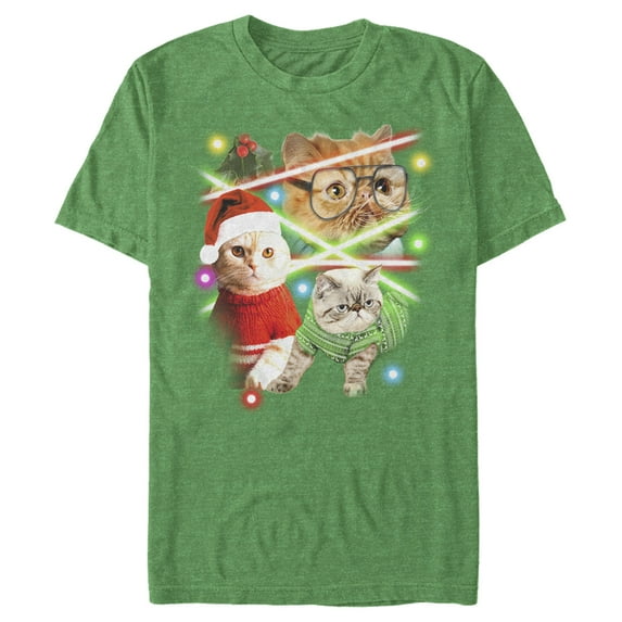 Men's Lost Gods Laser Cats Graphic Tee Kelly Heather Medium