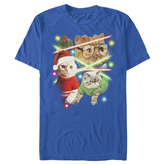 Men's Lost Gods Laser Cats Graphic Tee Royal Blue Medium