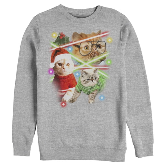 Men's Lost Gods Laser Cats Sweatshirt Athletic Heather X Large