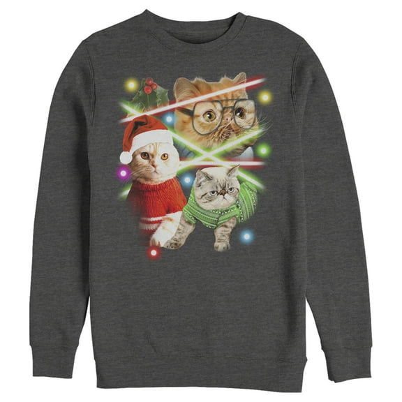 Men's Lost Gods Laser Cats  Sweatshirt Charcoal Heather Medium