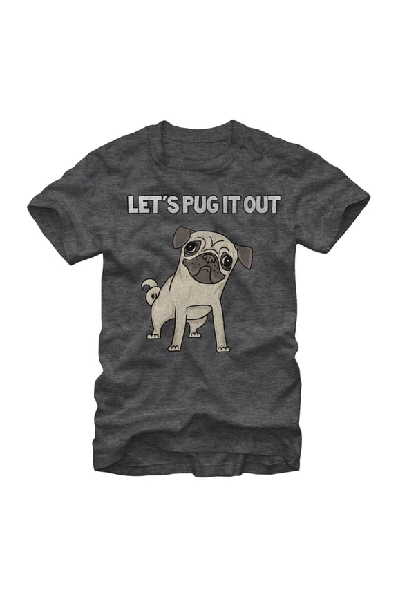 Men's Lost Gods Let's Pug It Out Graphic Tee Charcoal Heather Large