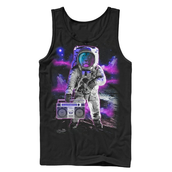 Men's Lost Gods Lion Astronaut Tank Top Black Medium