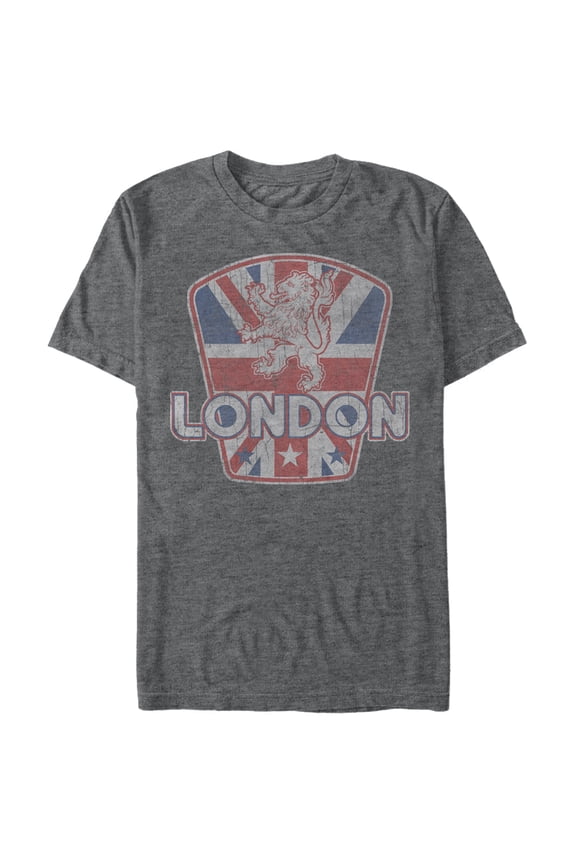 Men's Lost Gods London Union Jack Lion Graphic Tee Charcoal Heather 2X Large